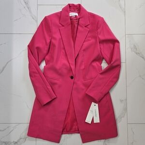 NWT Calvin Klein Women's Single Button Blazer Coat, Size 8, Color Lipstick